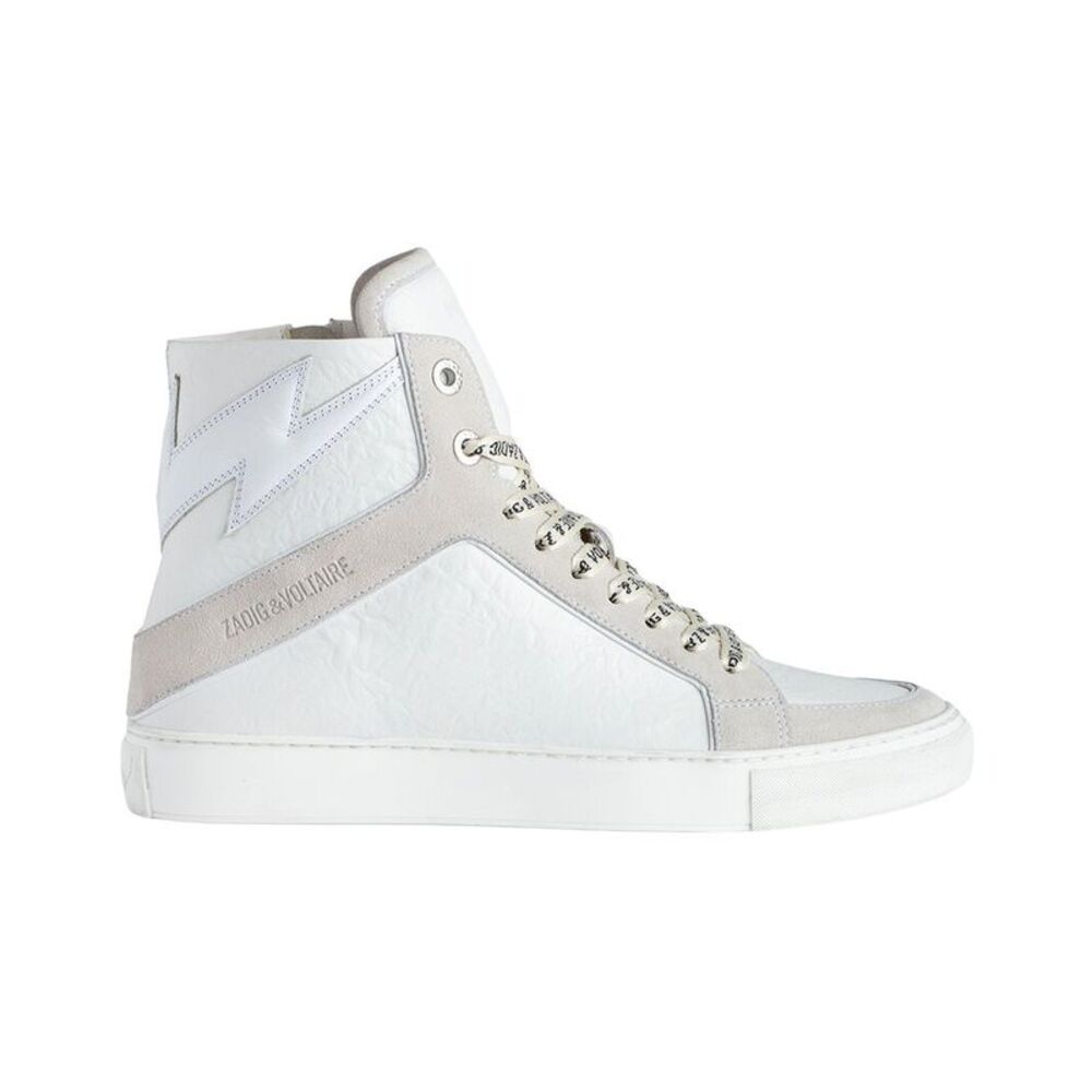 Zadig & Voltaire High Flash Wrinkle Leather Sneaker, White